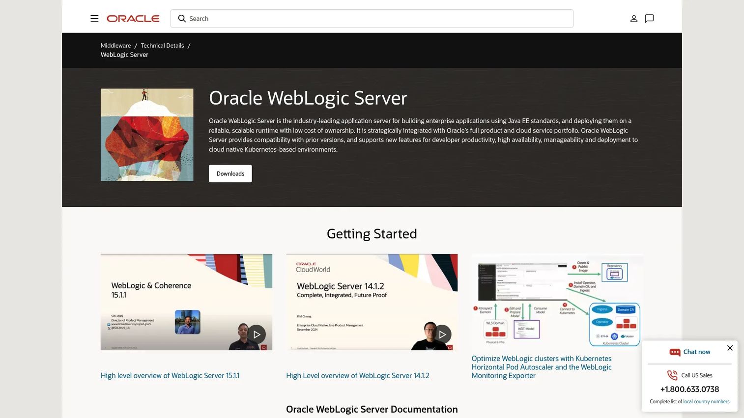 Oracle WebLogic Server product page