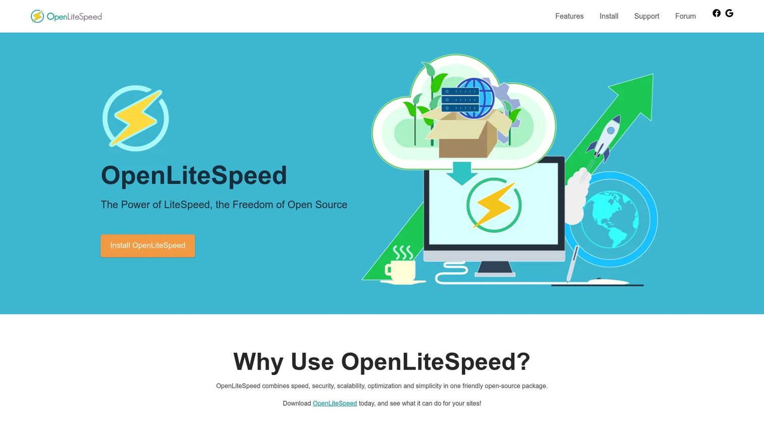 OpenLiteSpeed homepage screenshot