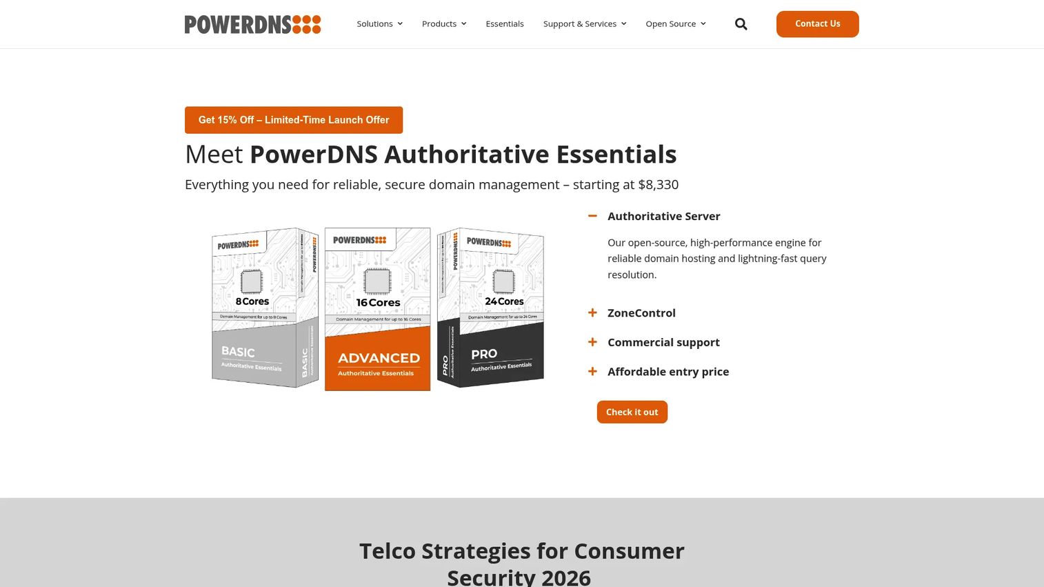 PowerDNS DNS software homepage