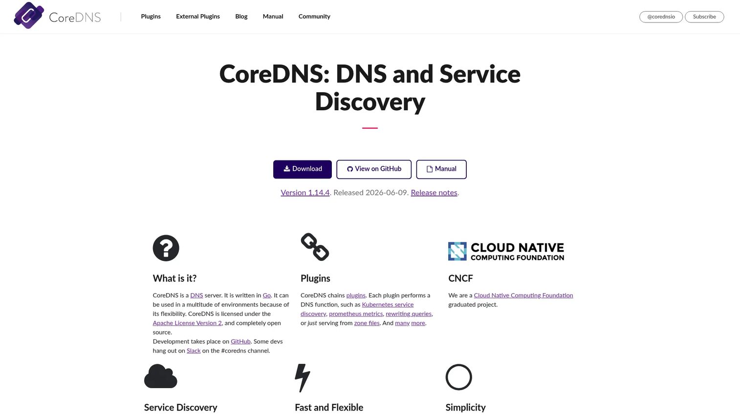 CoreDNS homepage