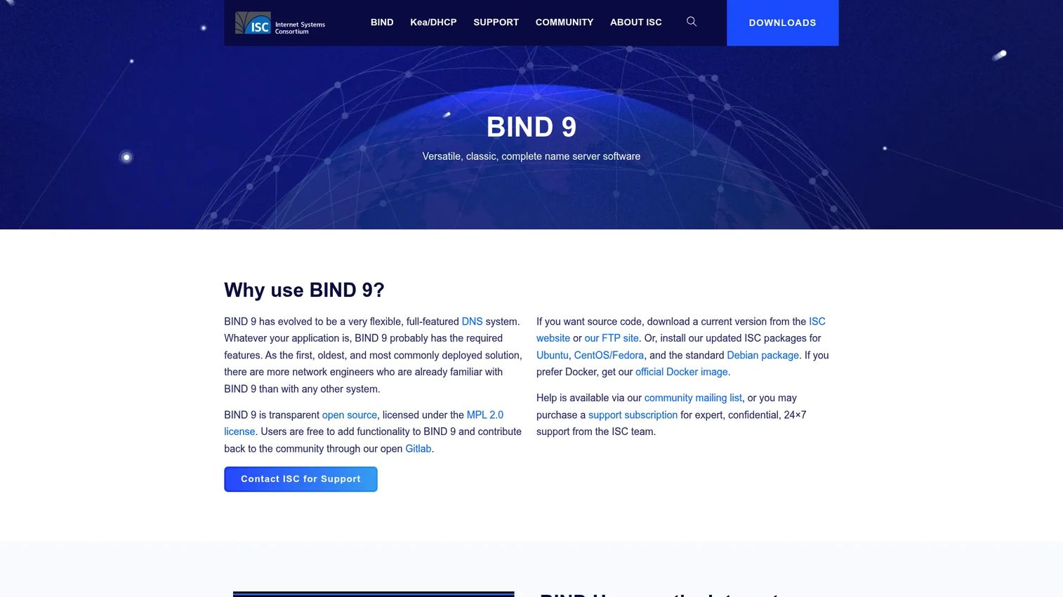 BIND DNS server software homepage