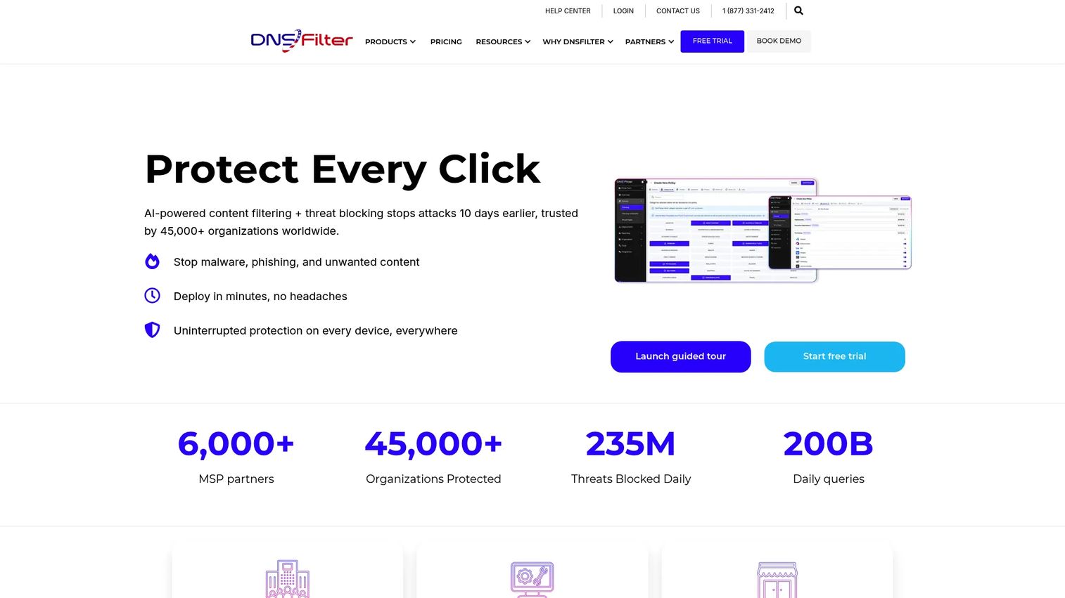 DNSFilter protective DNS homepage