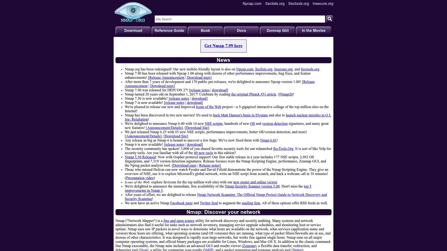 Nmap open-source network discovery and scanning command output