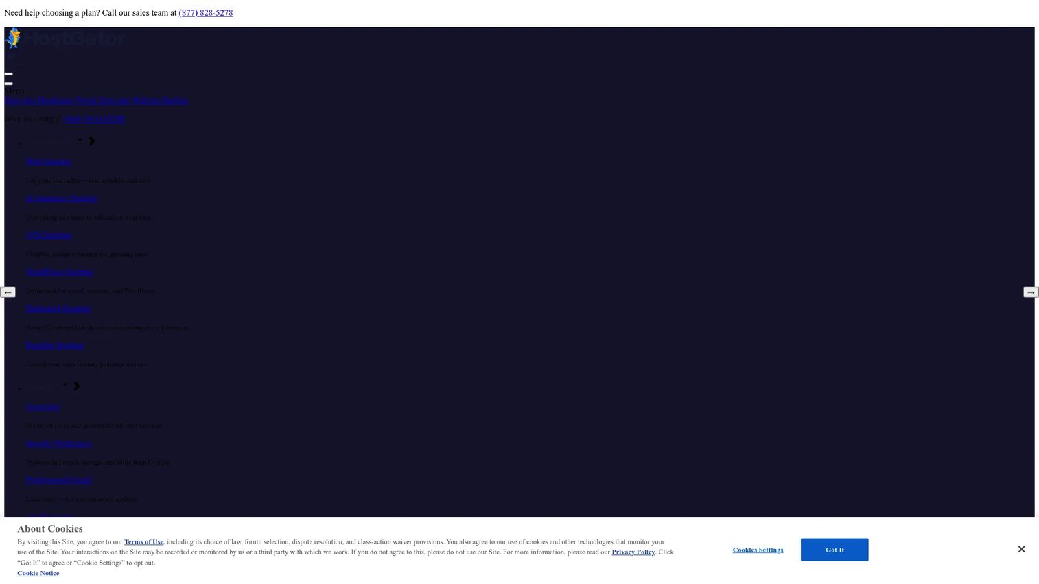 HostGator web hosting homepage