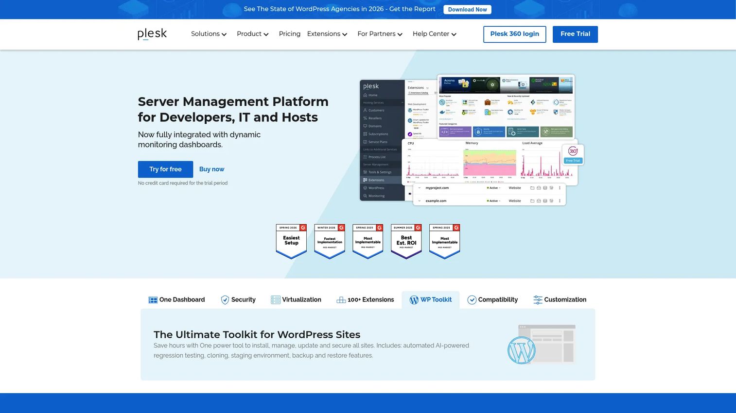 Plesk hosting control panel homepage