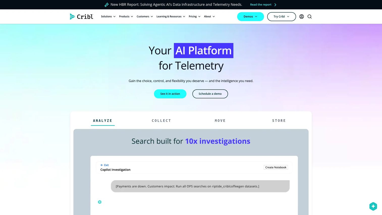 Cribl telemetry data pipeline and routing interface