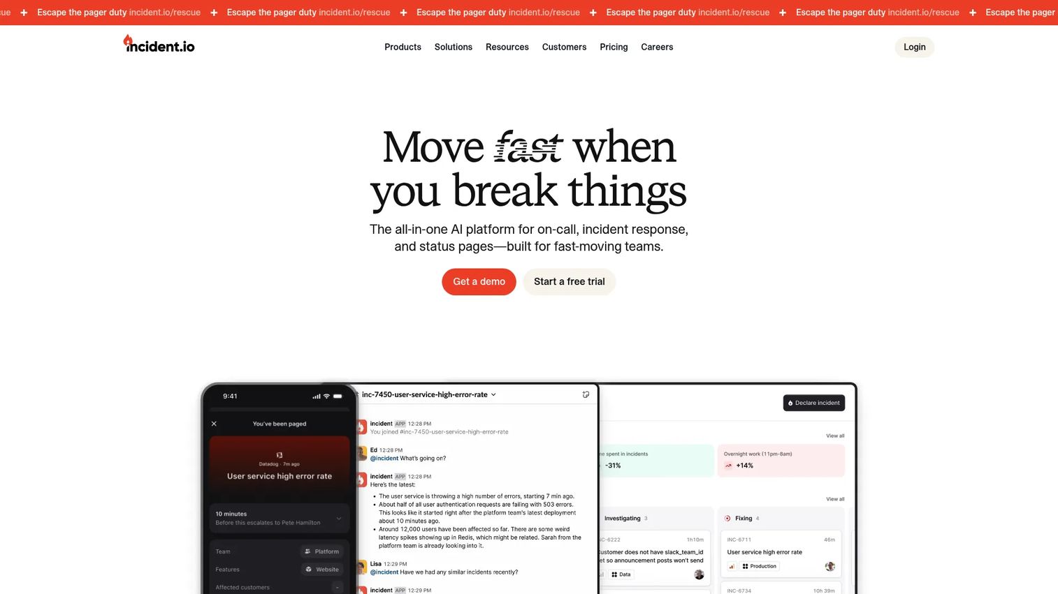 Incident.io Slack-native incident management and on-call platform