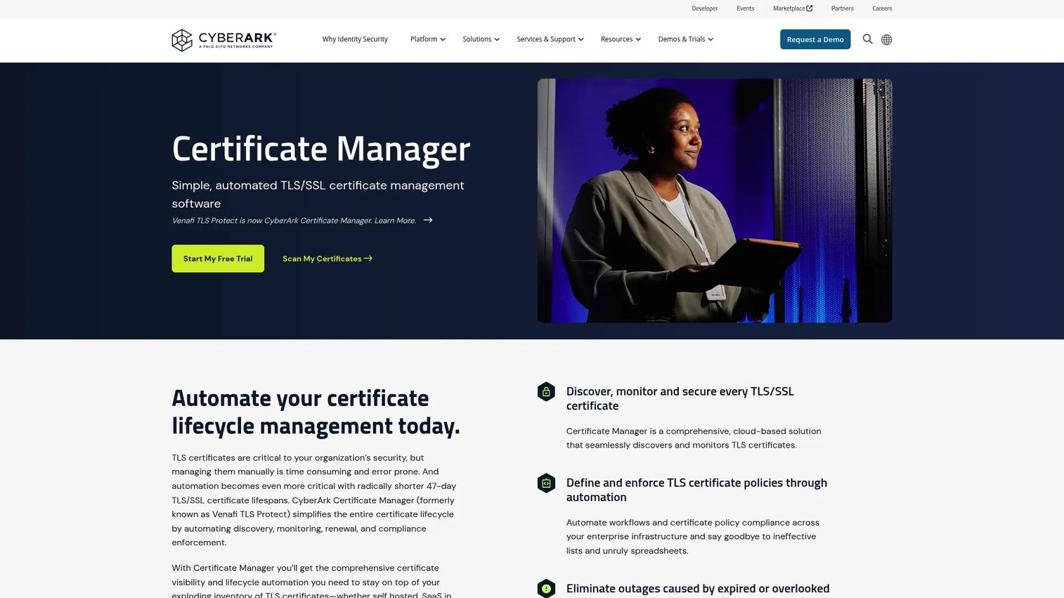 CyberArk Certificate Manager interface