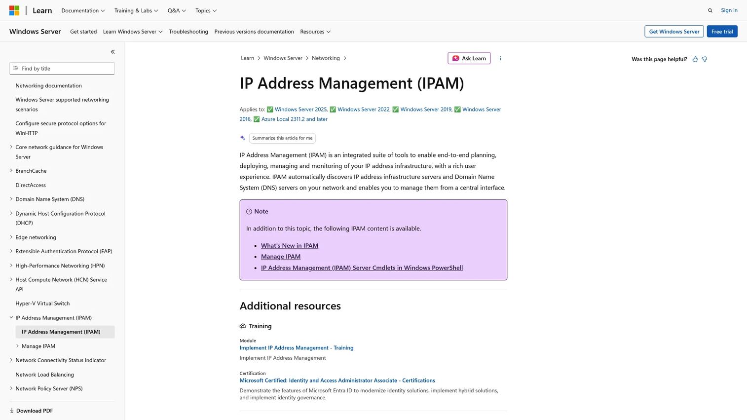 Microsoft IPAM