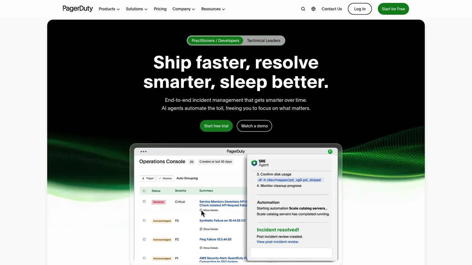 PagerDuty incident response and automation platform