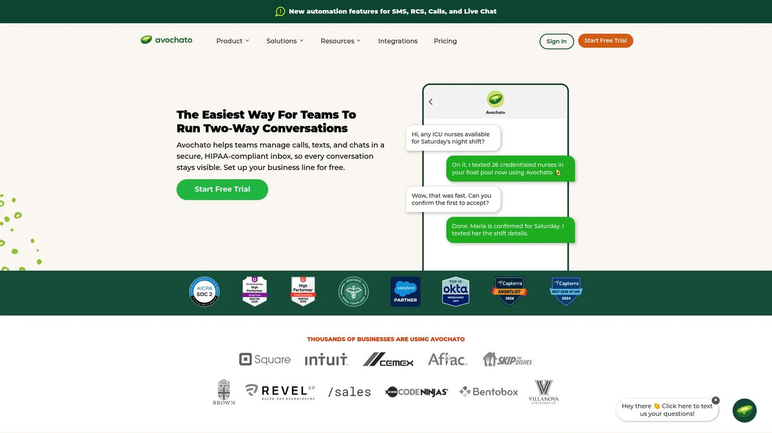 Avochato SMS-first business messaging