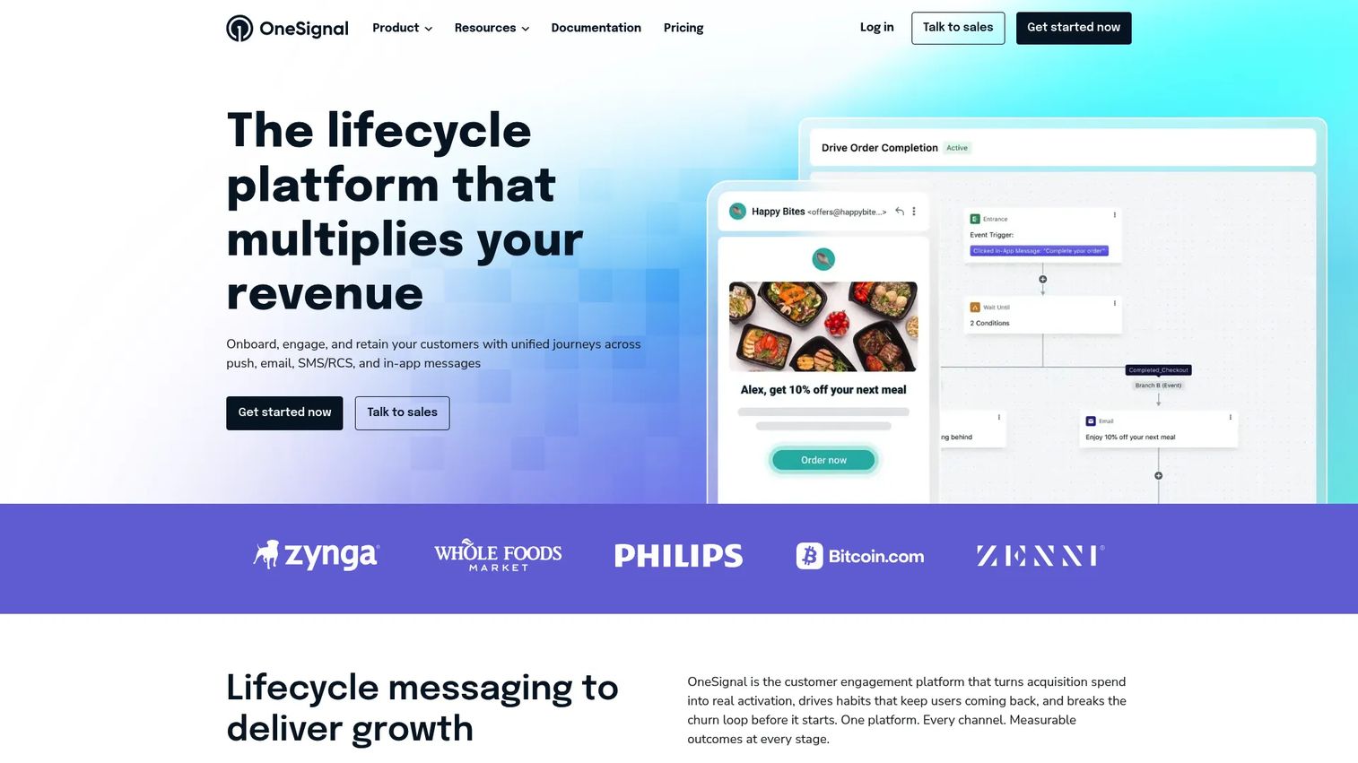 OneSignal omnichannel messaging homepage