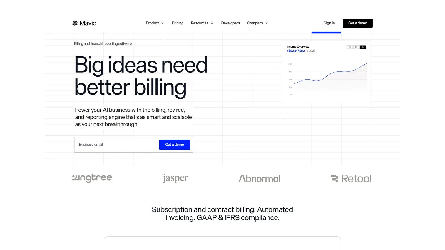 Maxio financial operations platform homepage