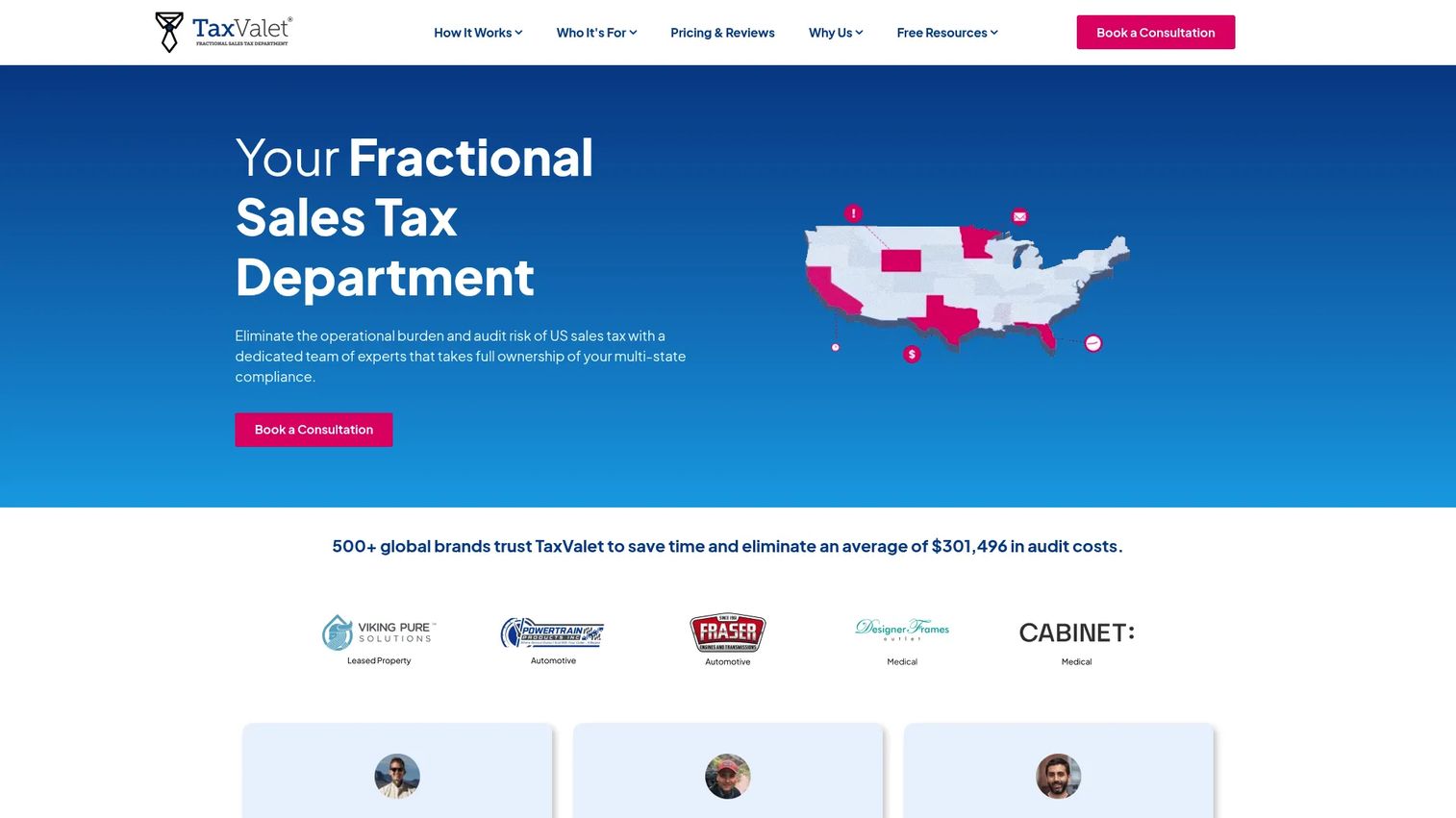 TaxValet managed sales tax service homepage