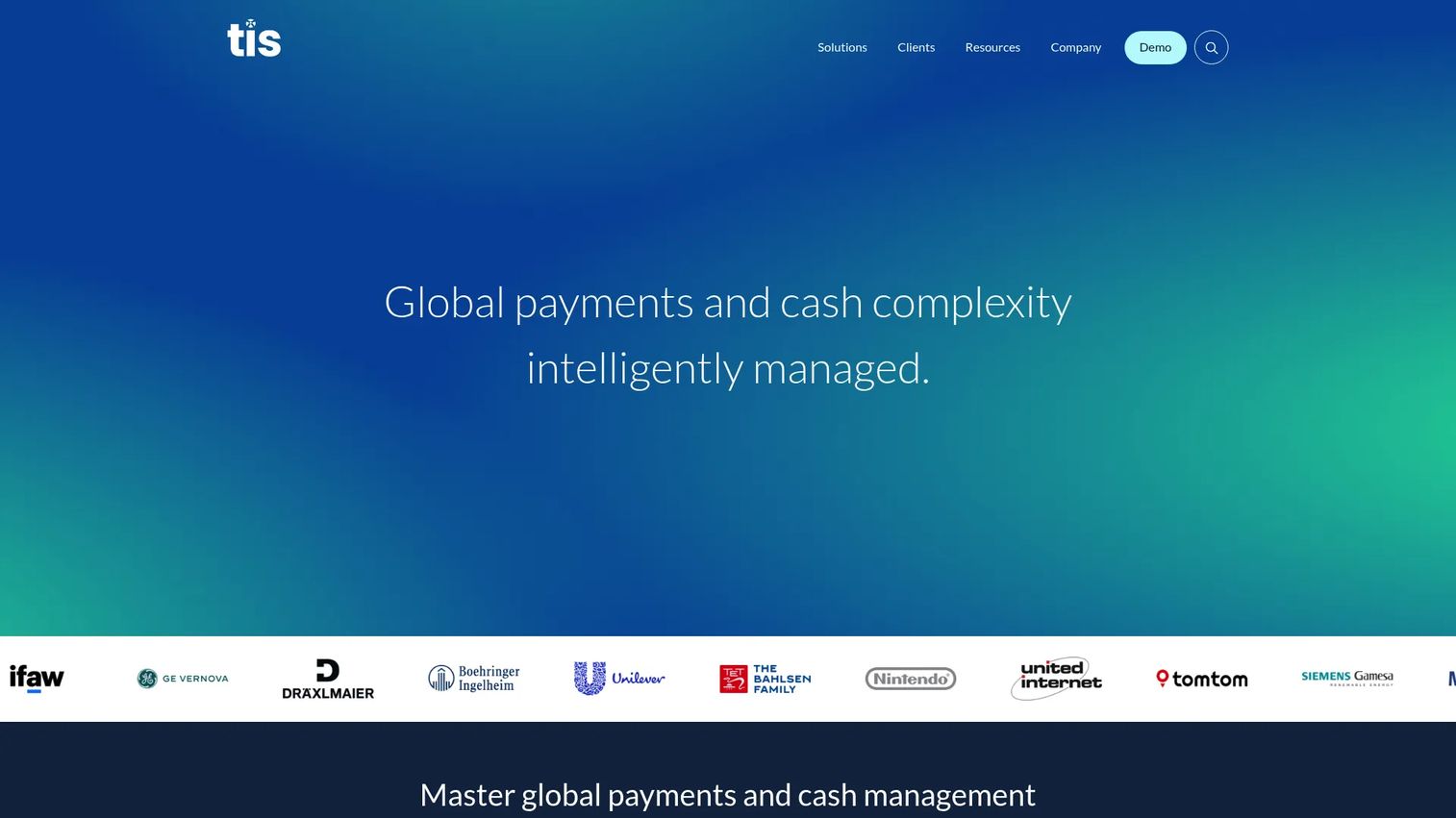 TIS payments and cashflow platform homepage