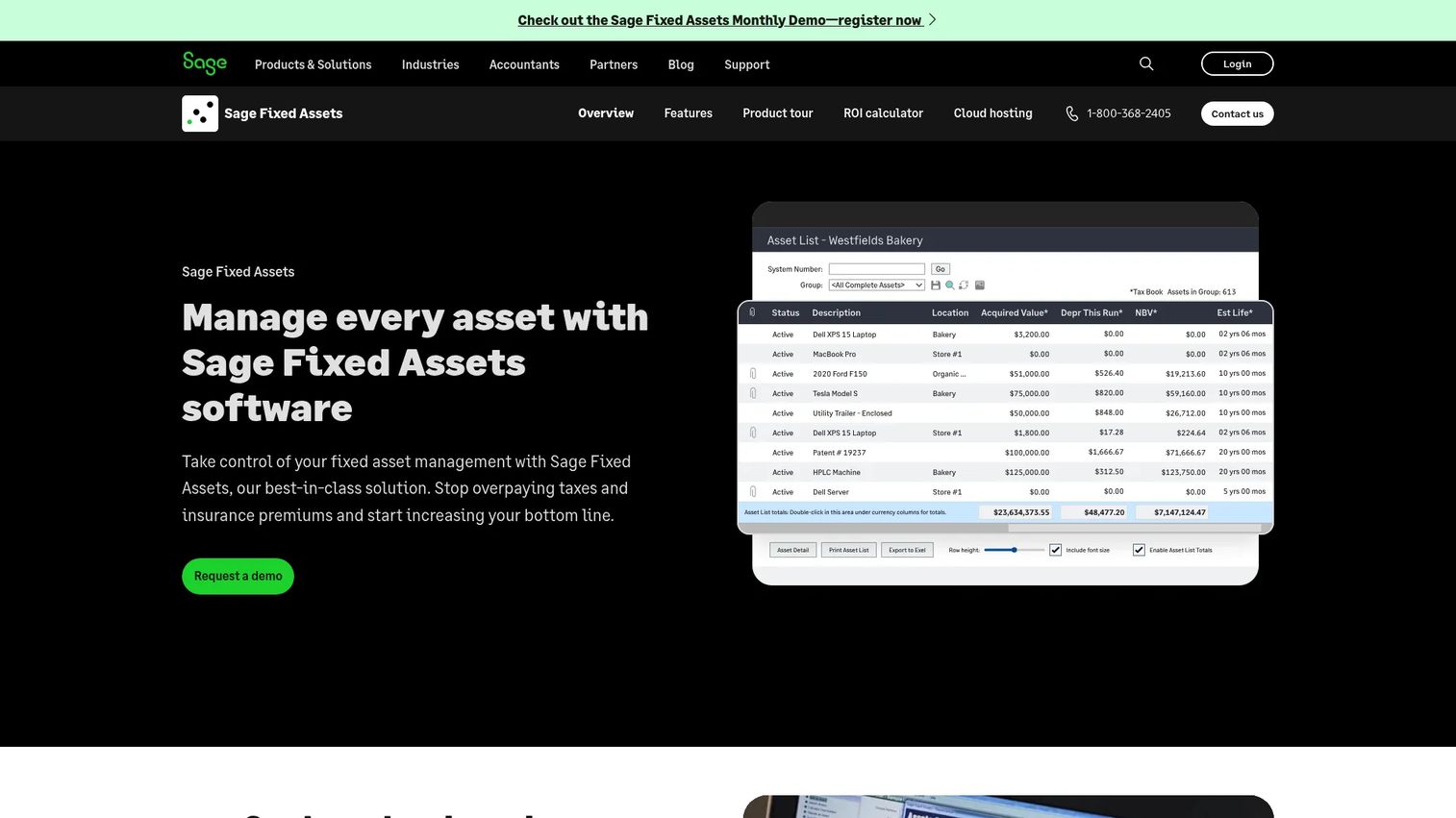 Sage Fixed Assets depreciation software interface