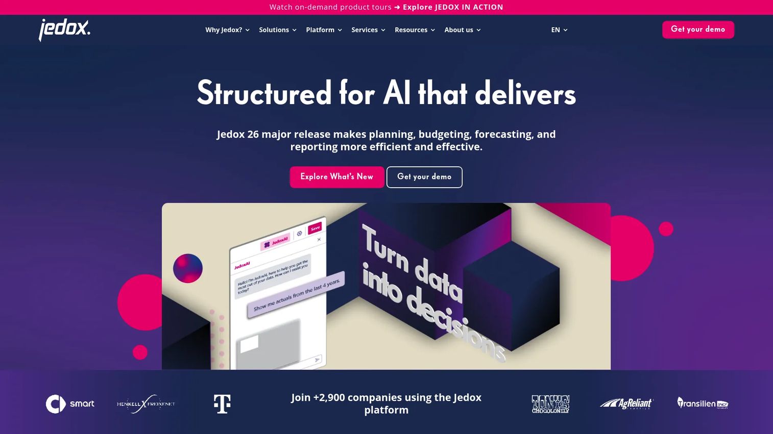 Jedox FP&A and performance management software homepage