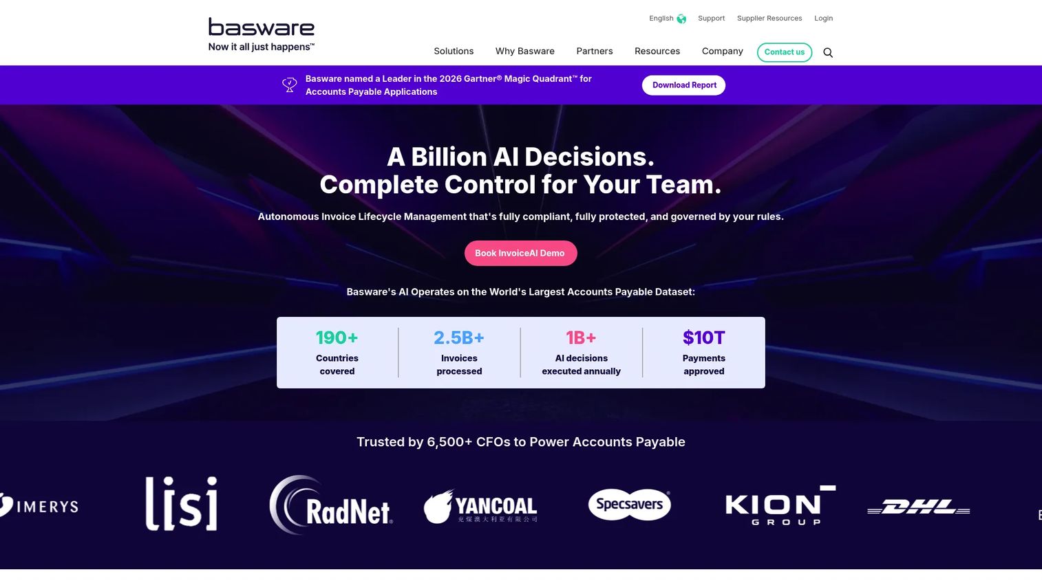Basware AP automation and invoice lifecycle software homepage