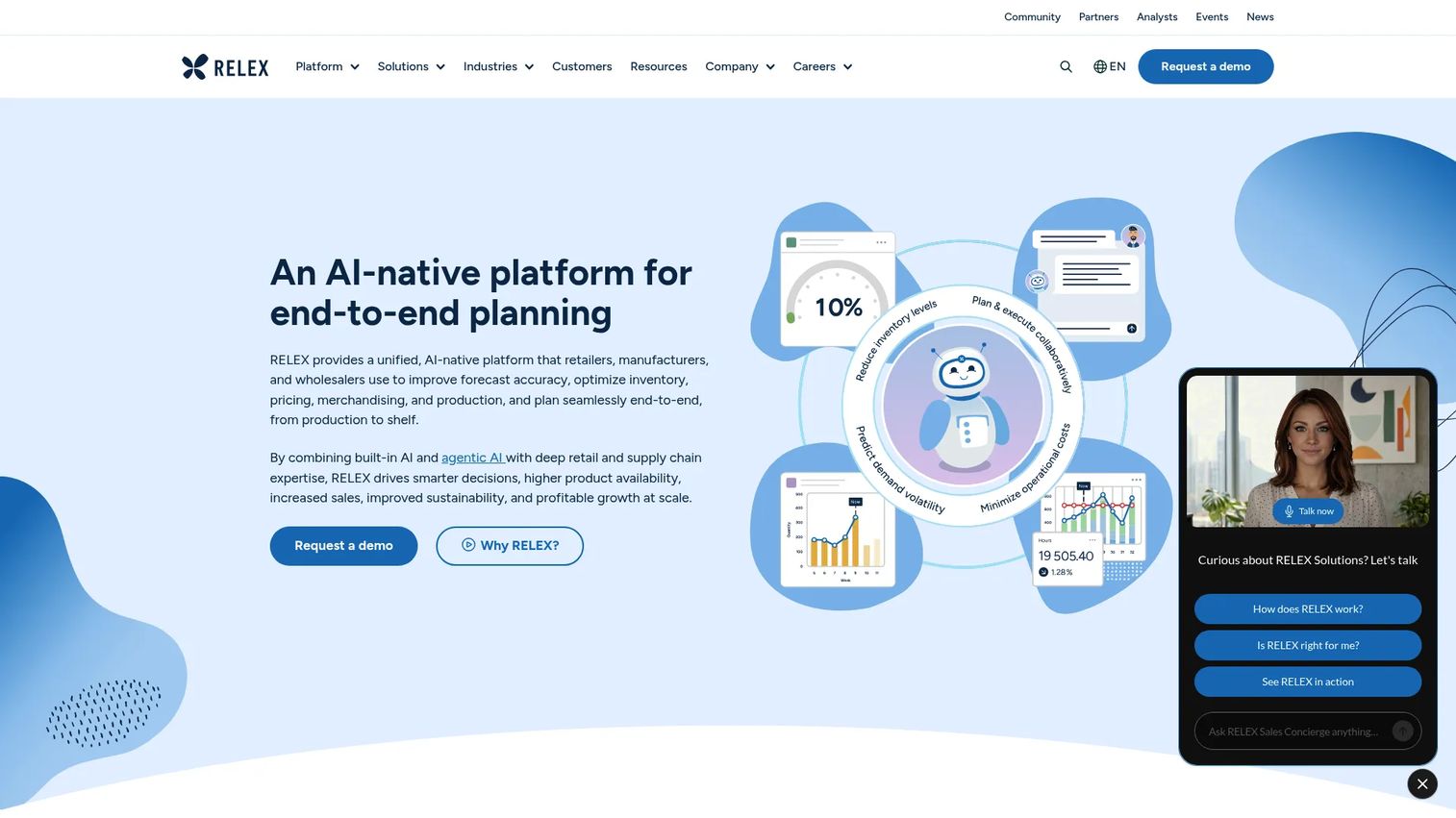 RELEX Solutions demand planning platform homepage