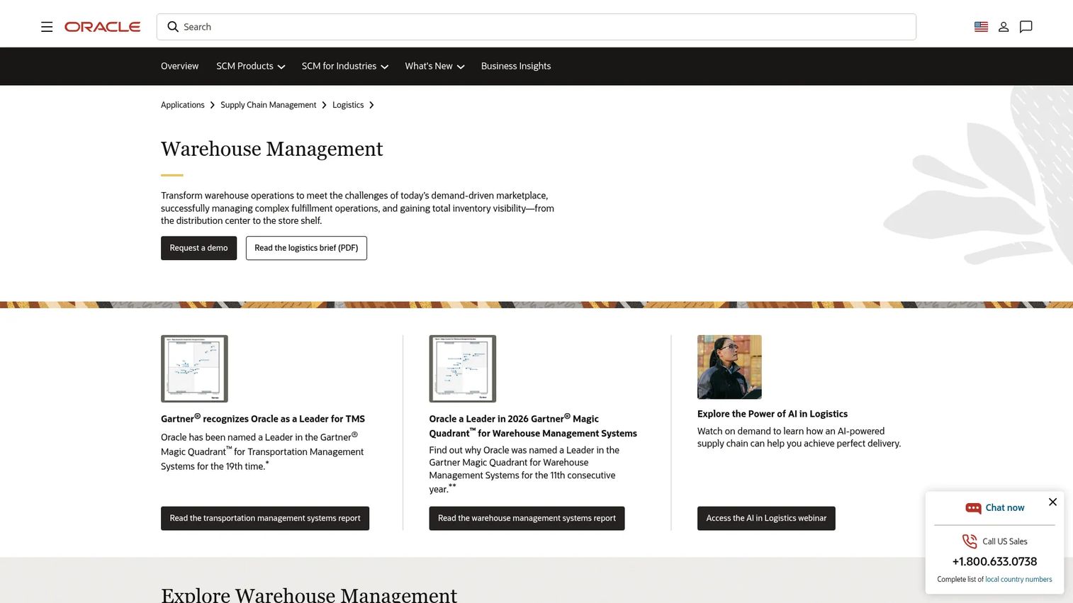 Oracle Fusion Cloud Warehouse Management product page