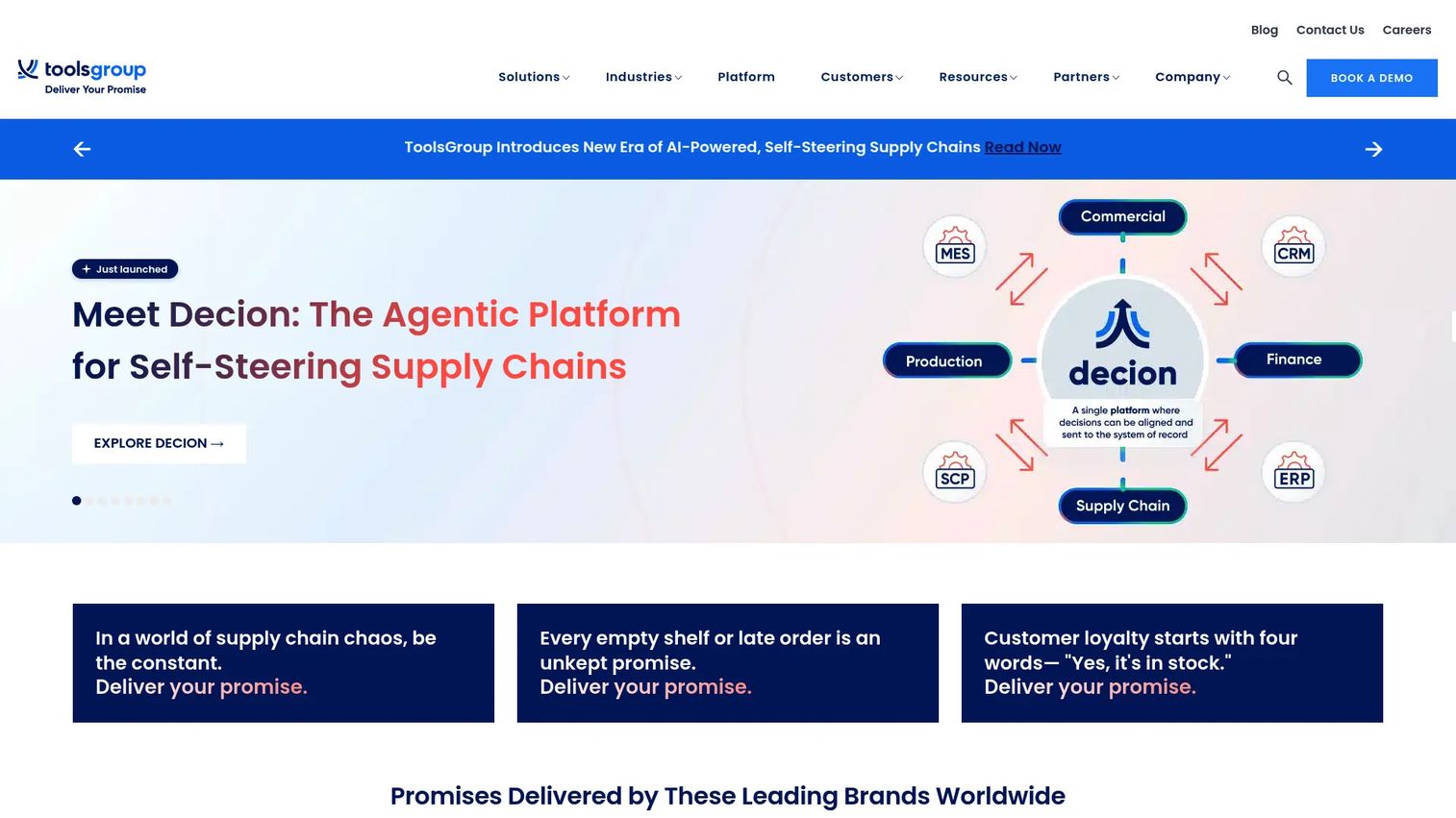 ToolsGroup AI-powered supply chain planning and optimization software homepage