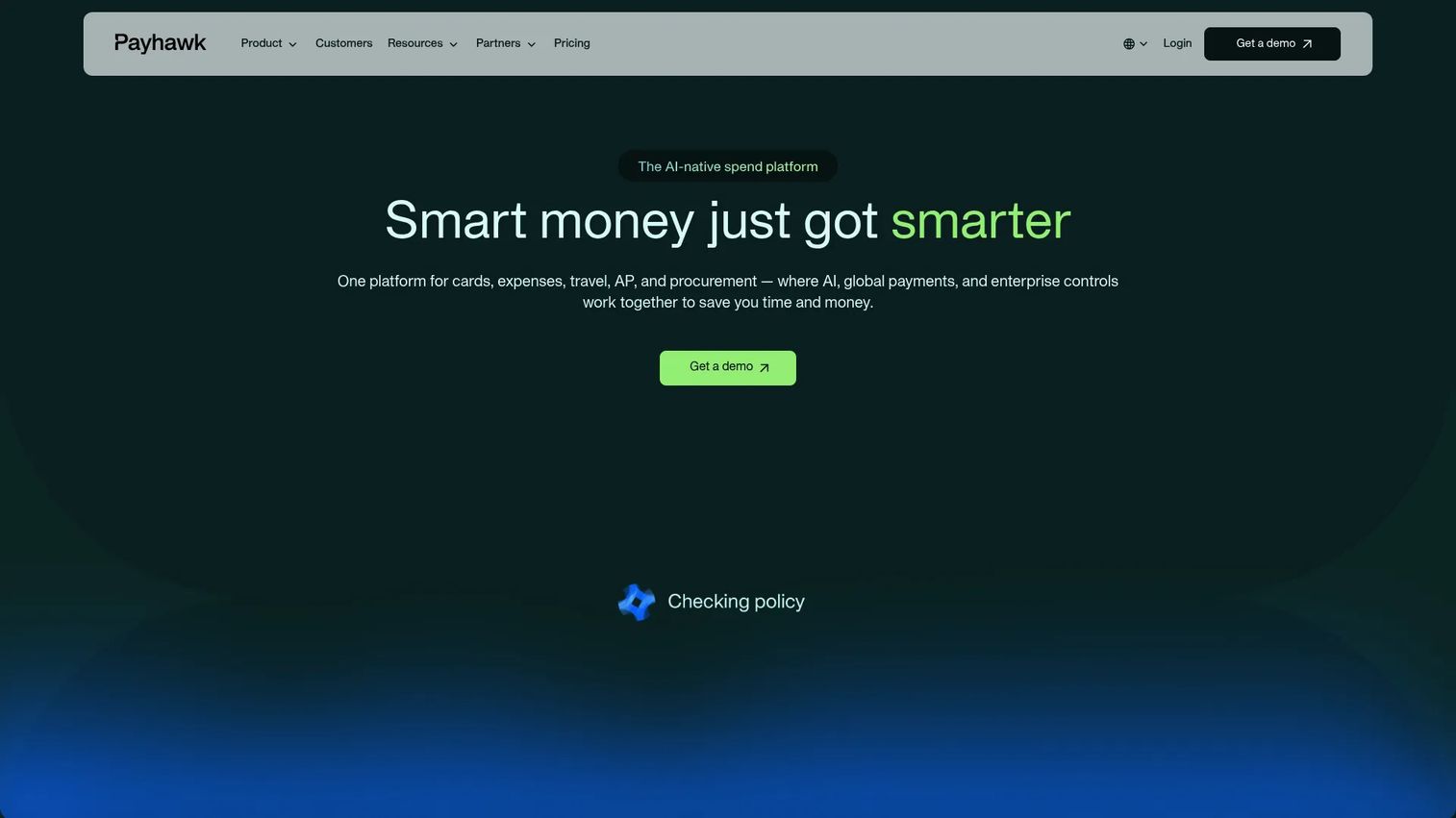 Payhawk spend management platform homepage