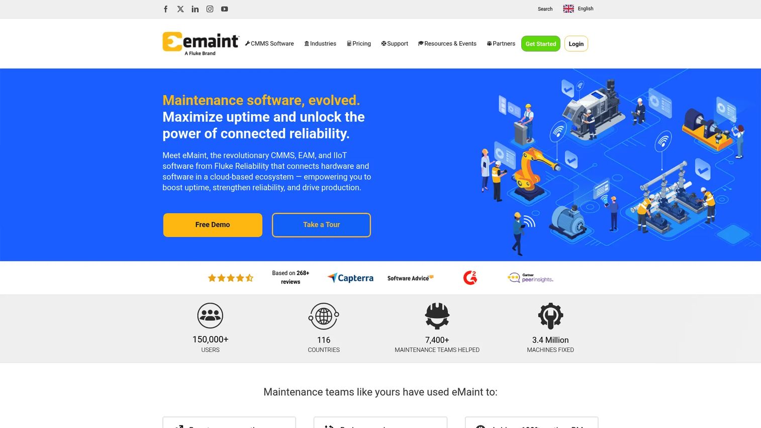 eMaint CMMS and EAM software for maintenance and multi-site operations homepage