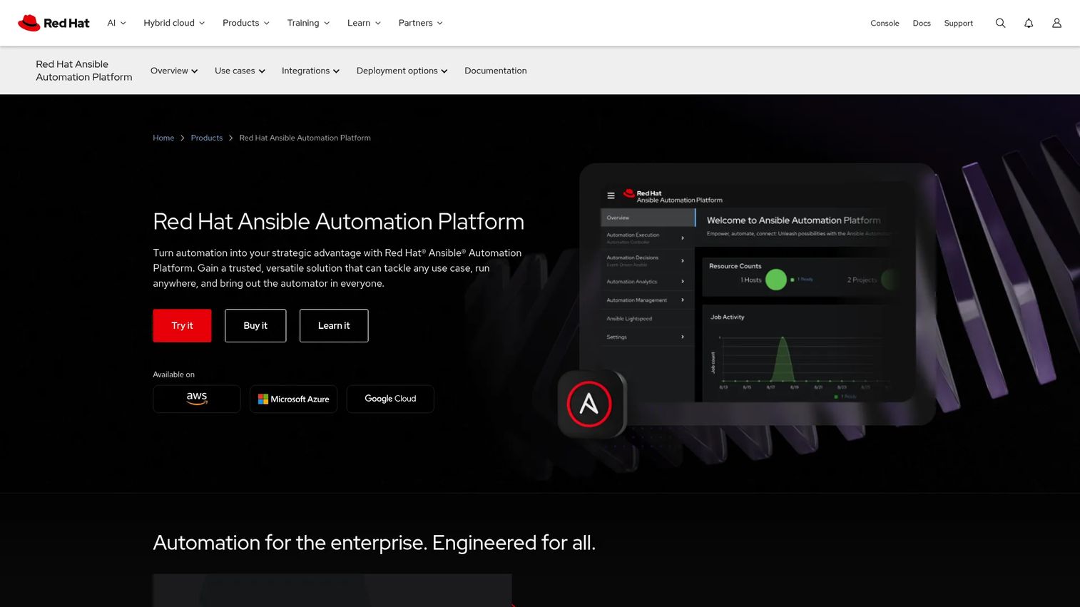 Red Hat Ansible Automation Platform interface