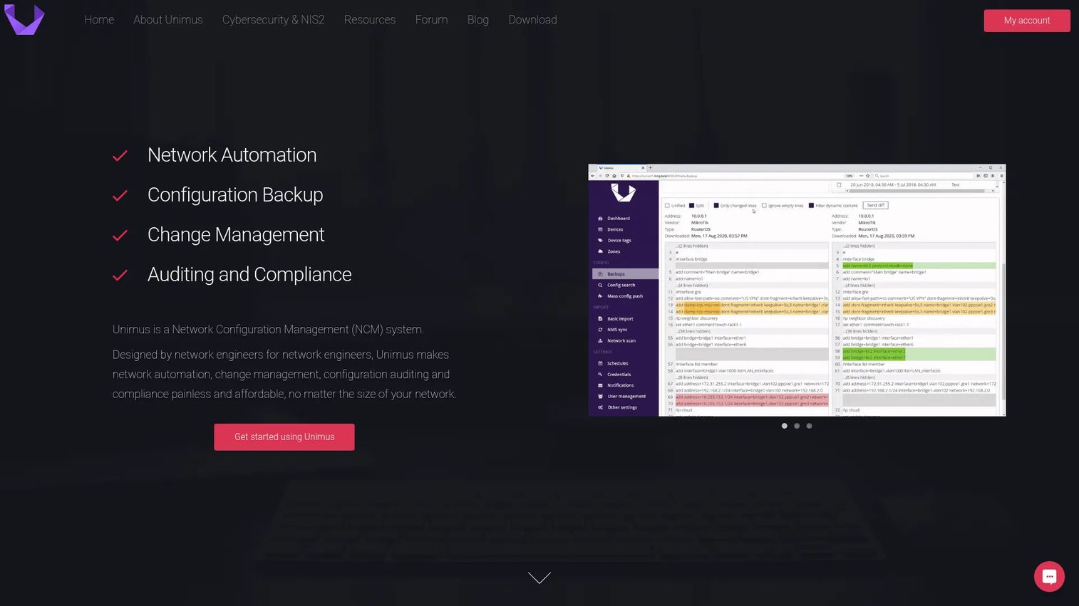 Unimus network configuration backup and automation software