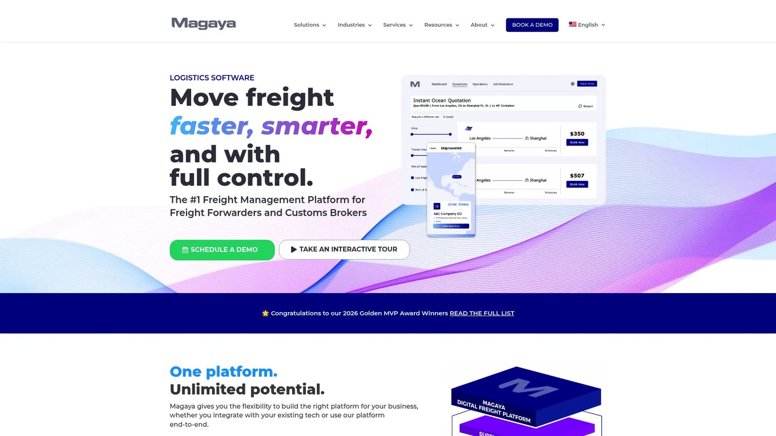 Magaya logistics and supply chain automation platform homepage