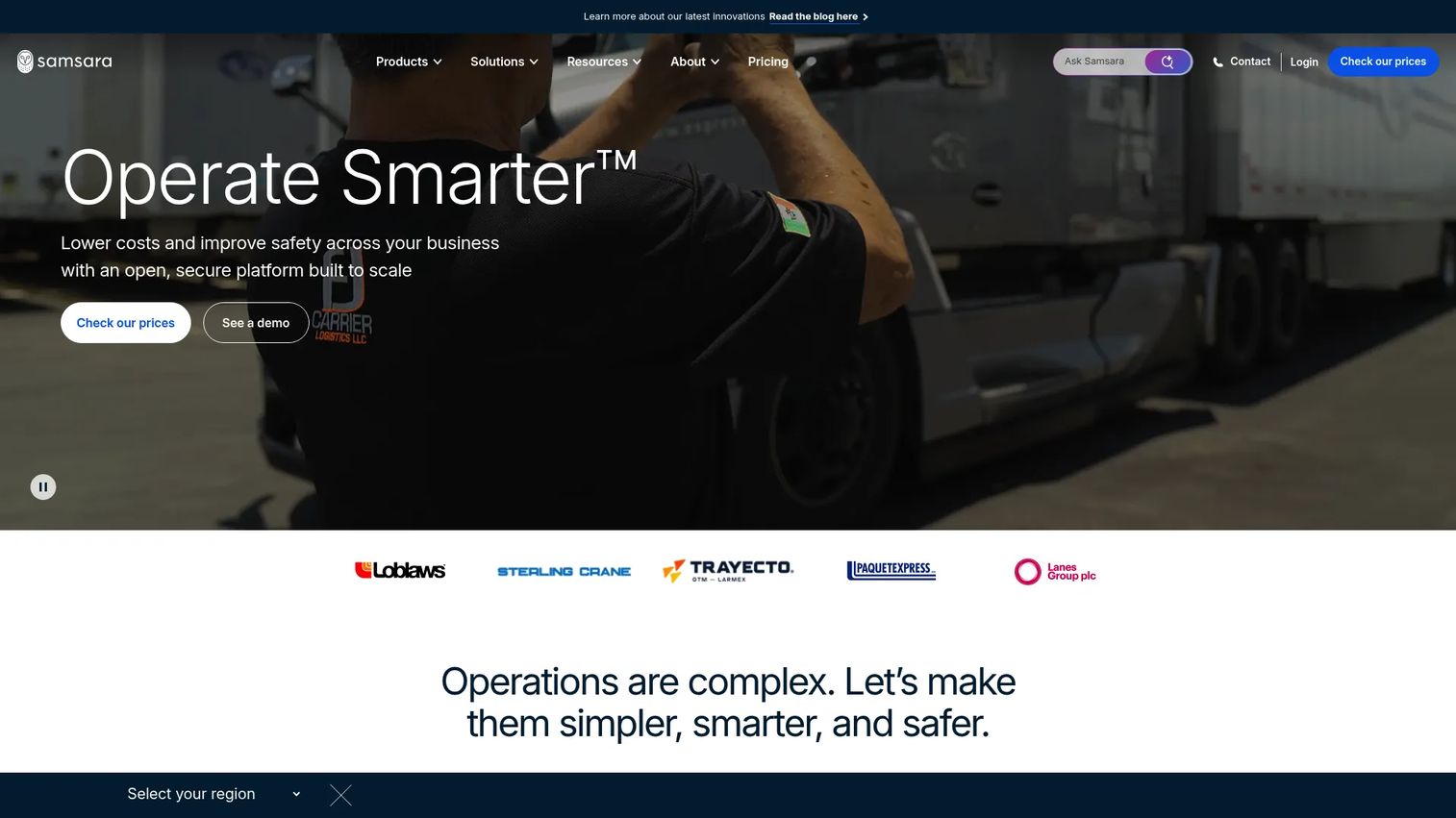 Samsara connected operations platform dashboard