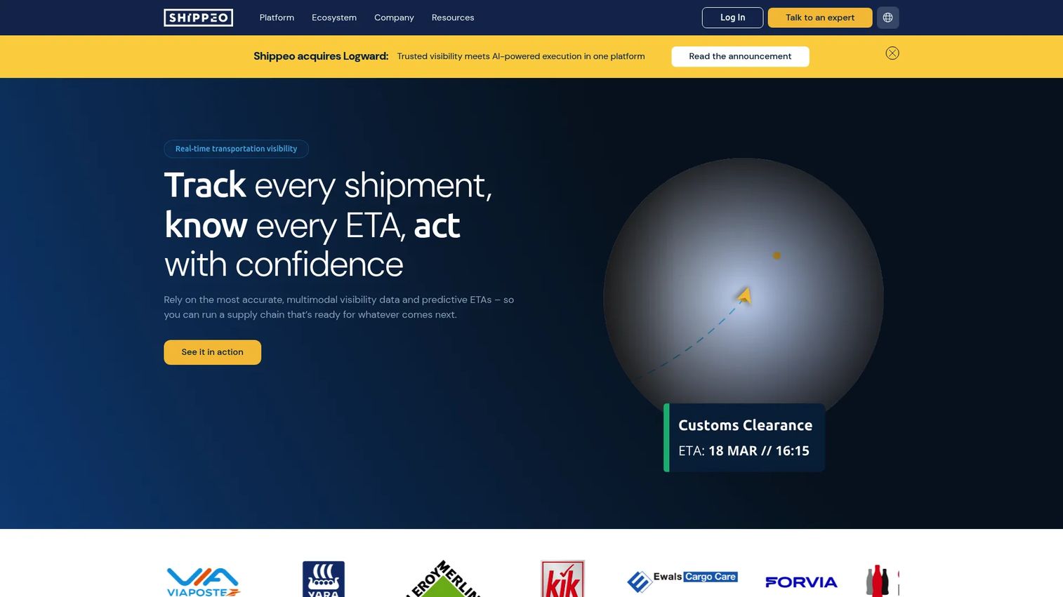 Shippeo real-time transportation visibility interface
