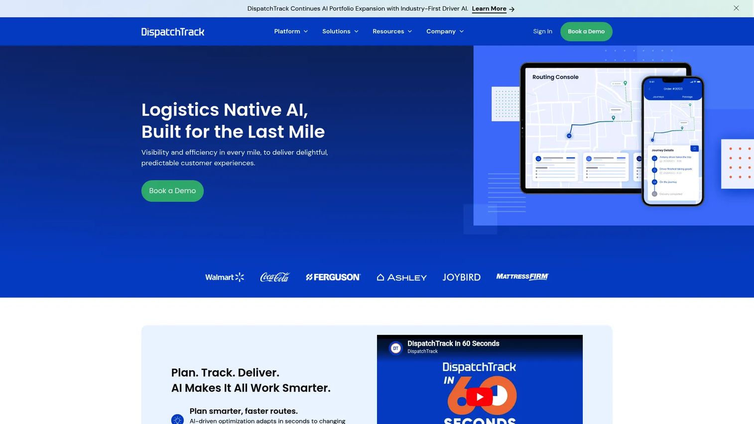 DispatchTrack delivery management and tracking dashboard