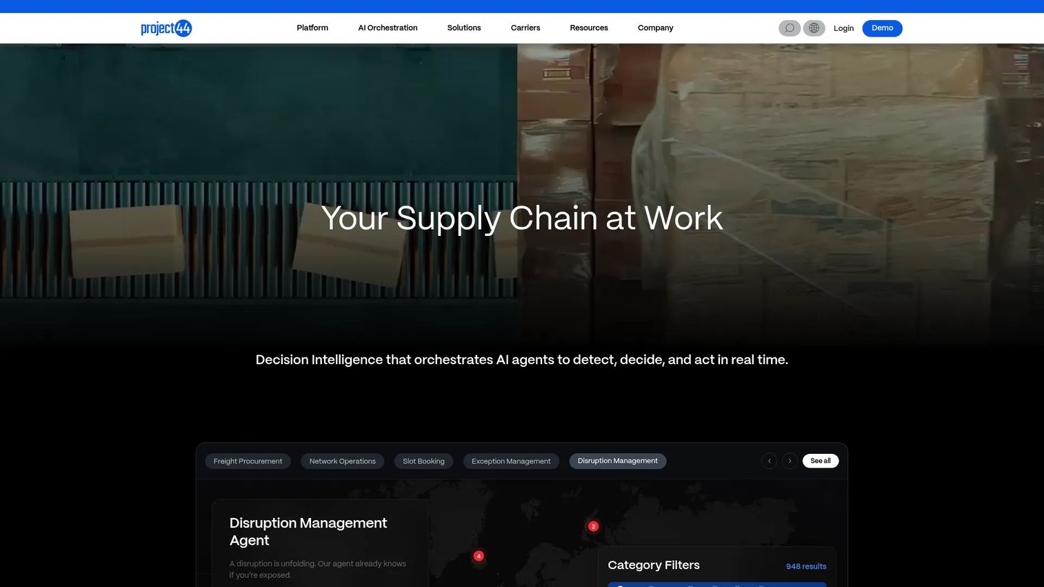project44 supply chain visibility platform homepage