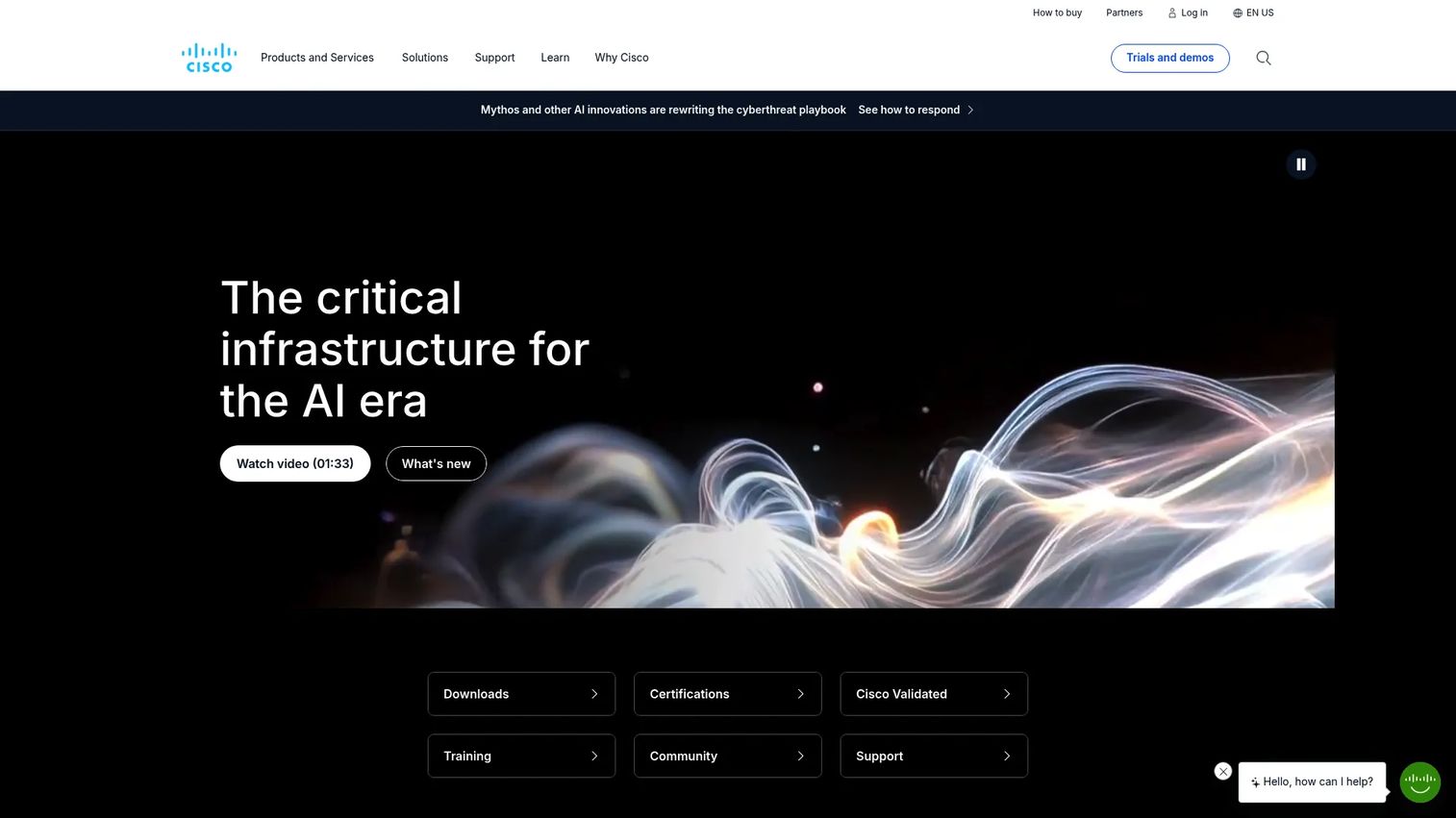 Cisco SD-WAN product page showing enterprise networking capabilities