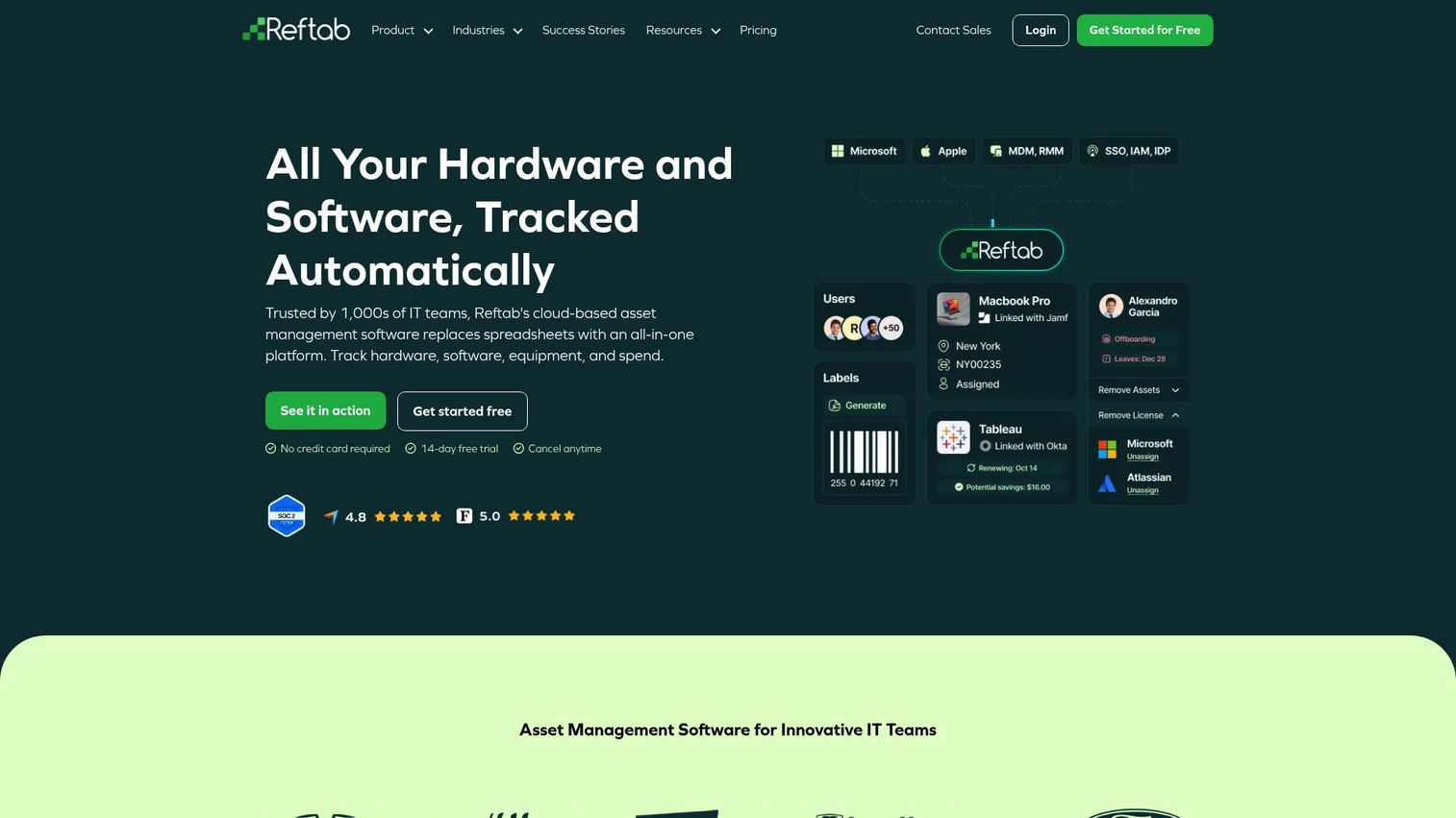 Reftab asset management software