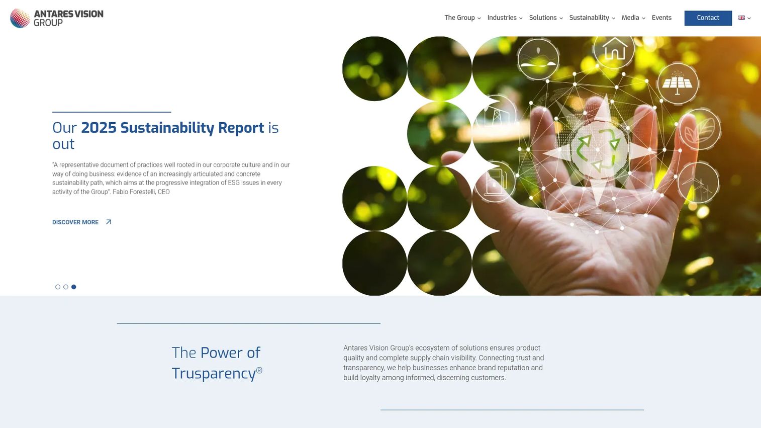 Antares Vision Group traceability and inspection homepage