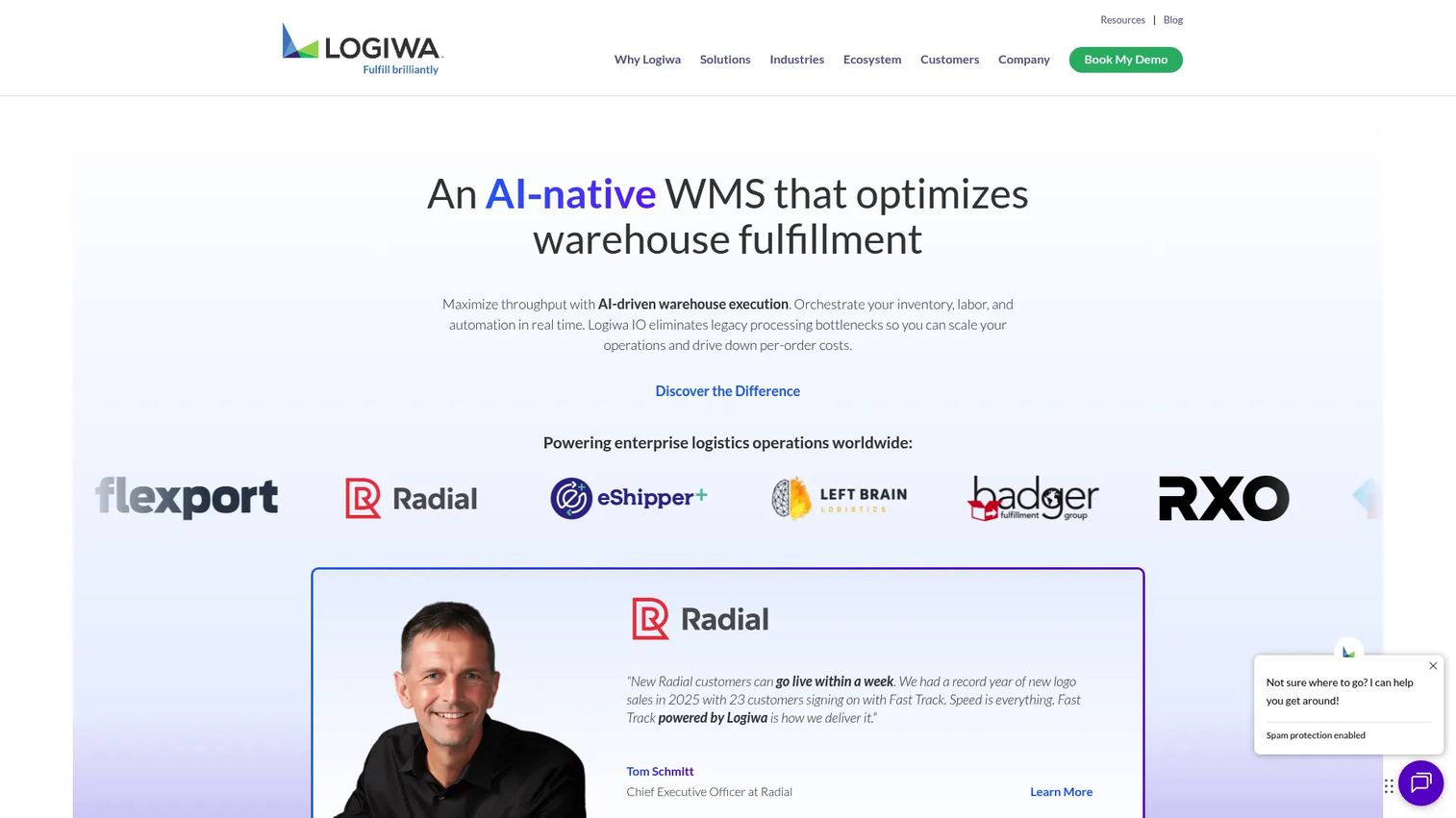 Logiwa cloud WMS homepage