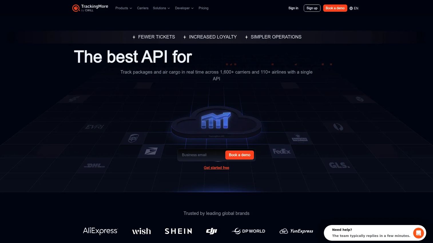 TrackingMore multi-carrier shipment tracking and API platform