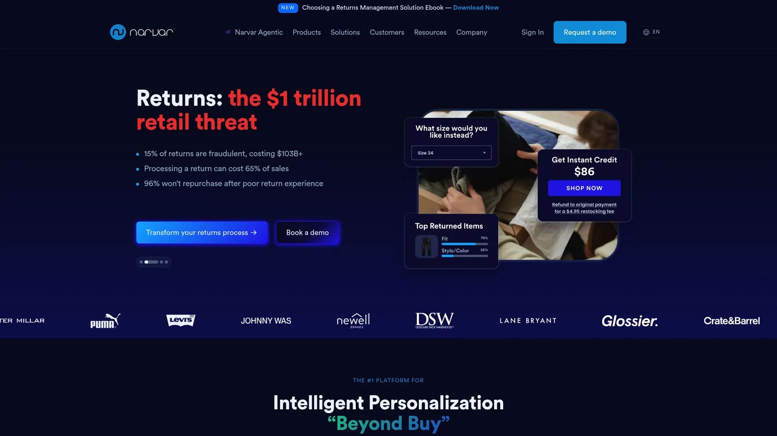 Narvar branded post-purchase commerce and tracking platform