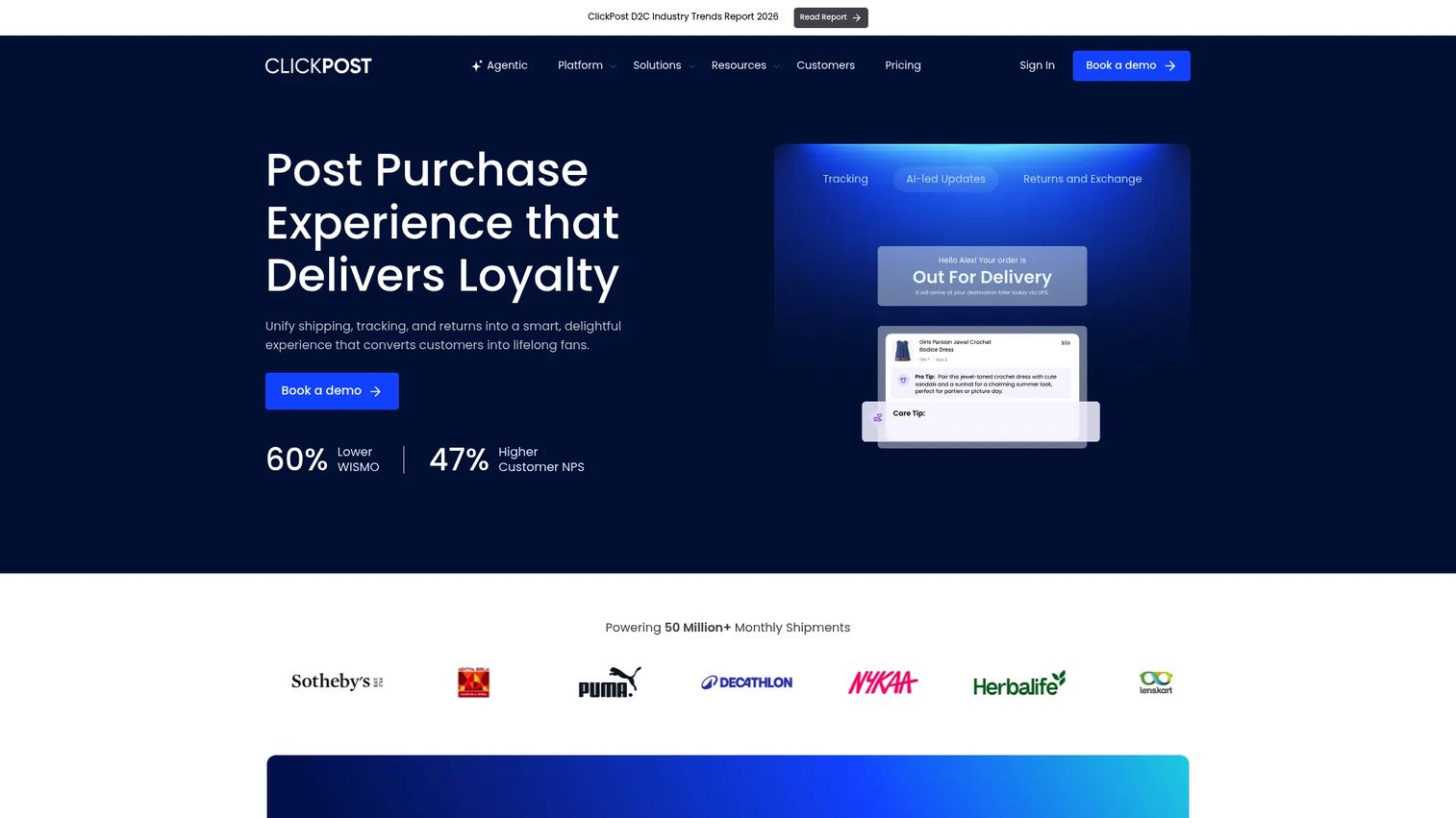 ClickPost post-purchase logistics intelligence and multi-carrier platform