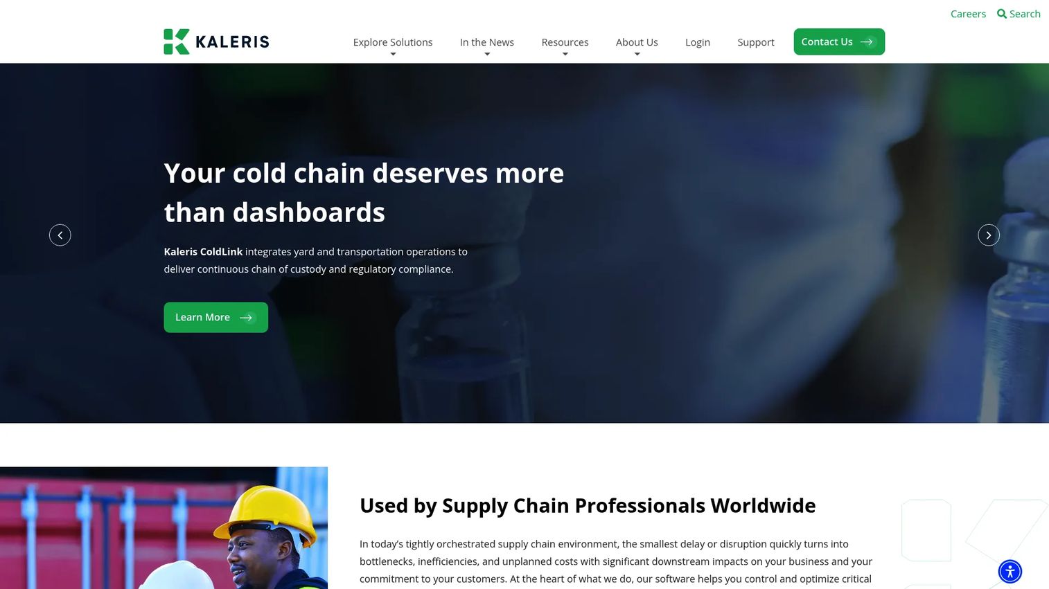 Kaleris supply chain execution software homepage