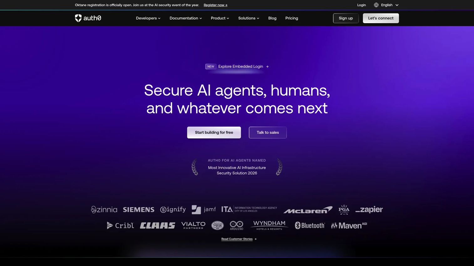 Auth0 identity platform for authentication and SSO homepage