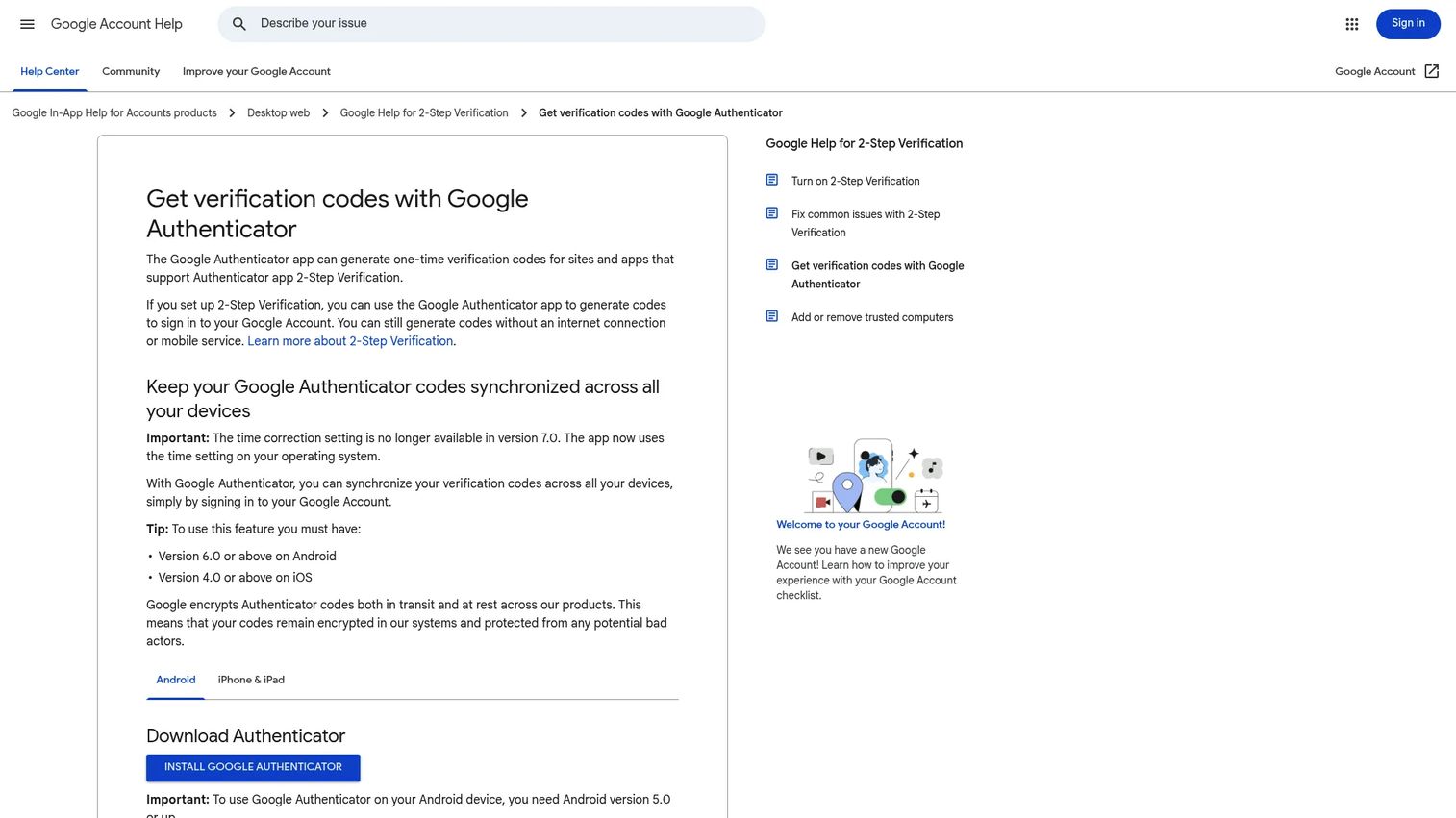 Google Authenticator screenshot