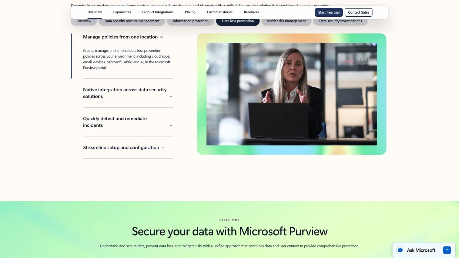 Microsoft Purview Data Loss Prevention product page
