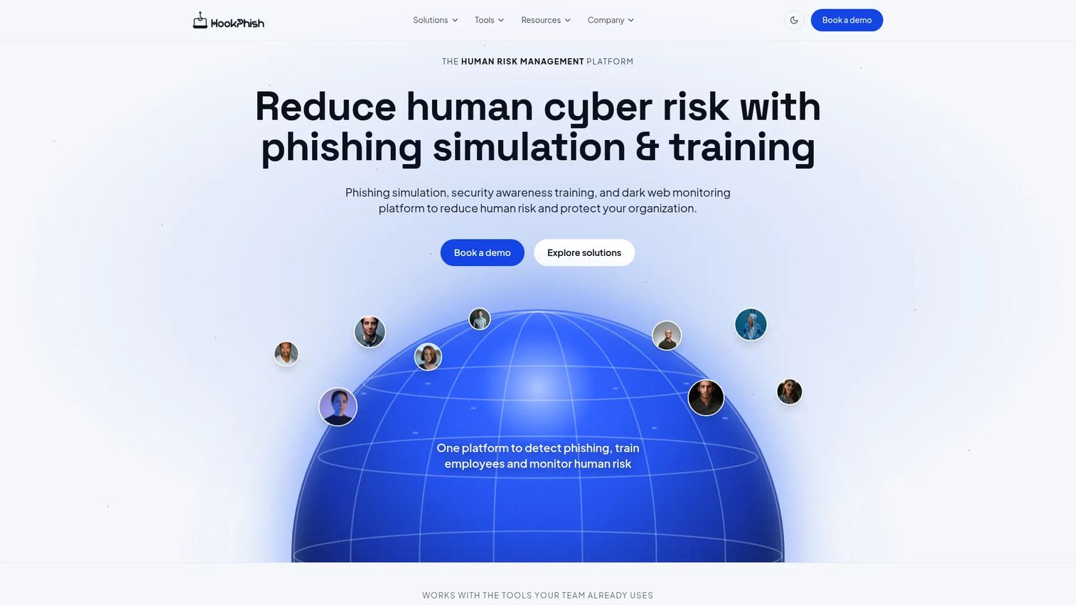 HookPhish human risk management and multi-channel phishing simulation platform homepage