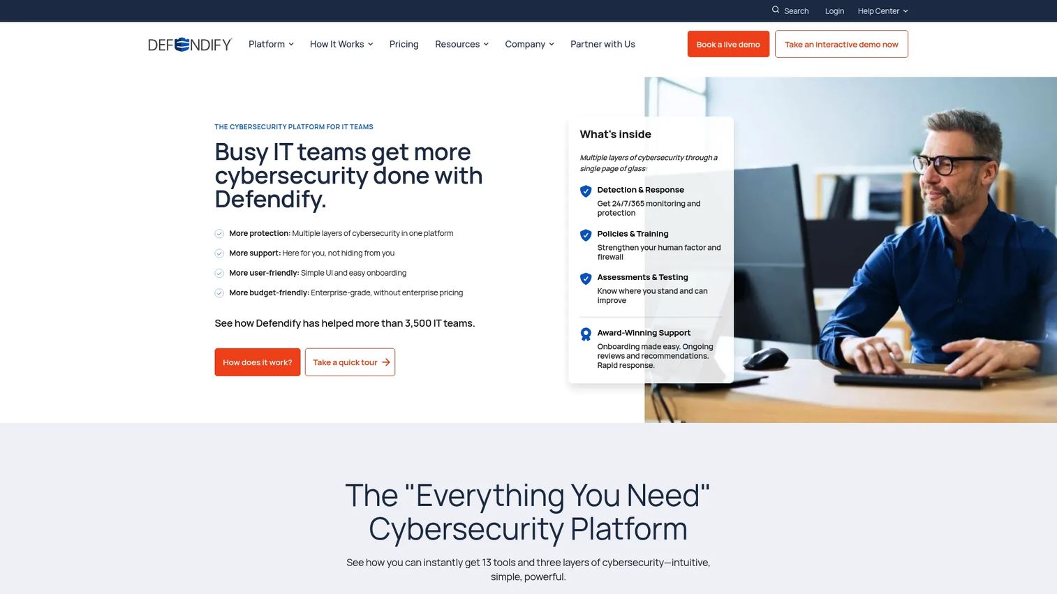 Defendify all-in-one cybersecurity platform homepage