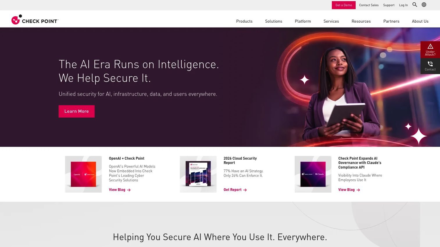 Check Point zero trust network access software homepage