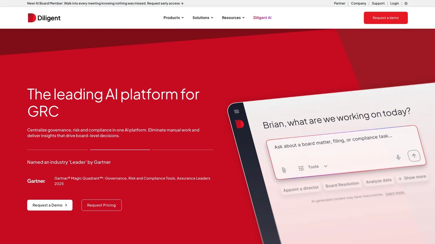 Diligent governance risk and compliance platform for boards