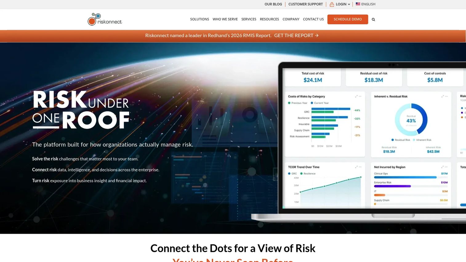 Riskonnect third party risk management platform homepage